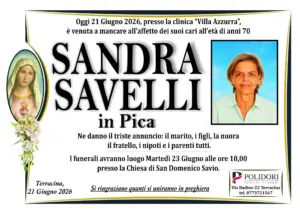 ANNUNCIO FUNEBRE SANDRA SAVELLI