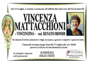 annuncio funebre vincenza mattacchioni