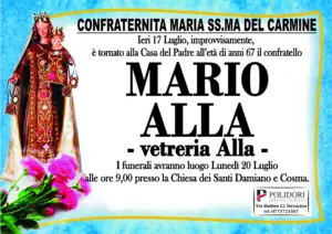 annuncio funebre mario alla