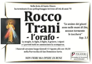 annuncio funebre rocco trani