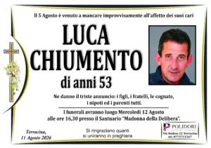 annuncio funebre luca chiumento