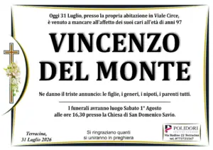 annuncio funebre vincenzo del monte