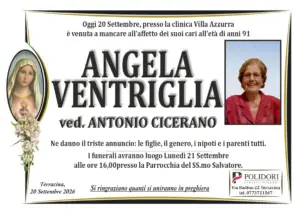 ANNUNCIO FUNEBRE ANGELA VENTRIGLIA
