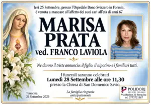 ANNUNCIO FUNEBRE MARISA PRATA