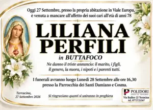 ANNUNCIO FUNEBRE LILIANA PERFILI